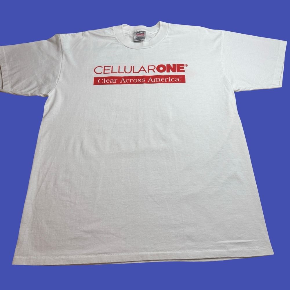 Cellular One Mens XL Graphic T Shirt Vintage 90s Employee Two Sided White USA